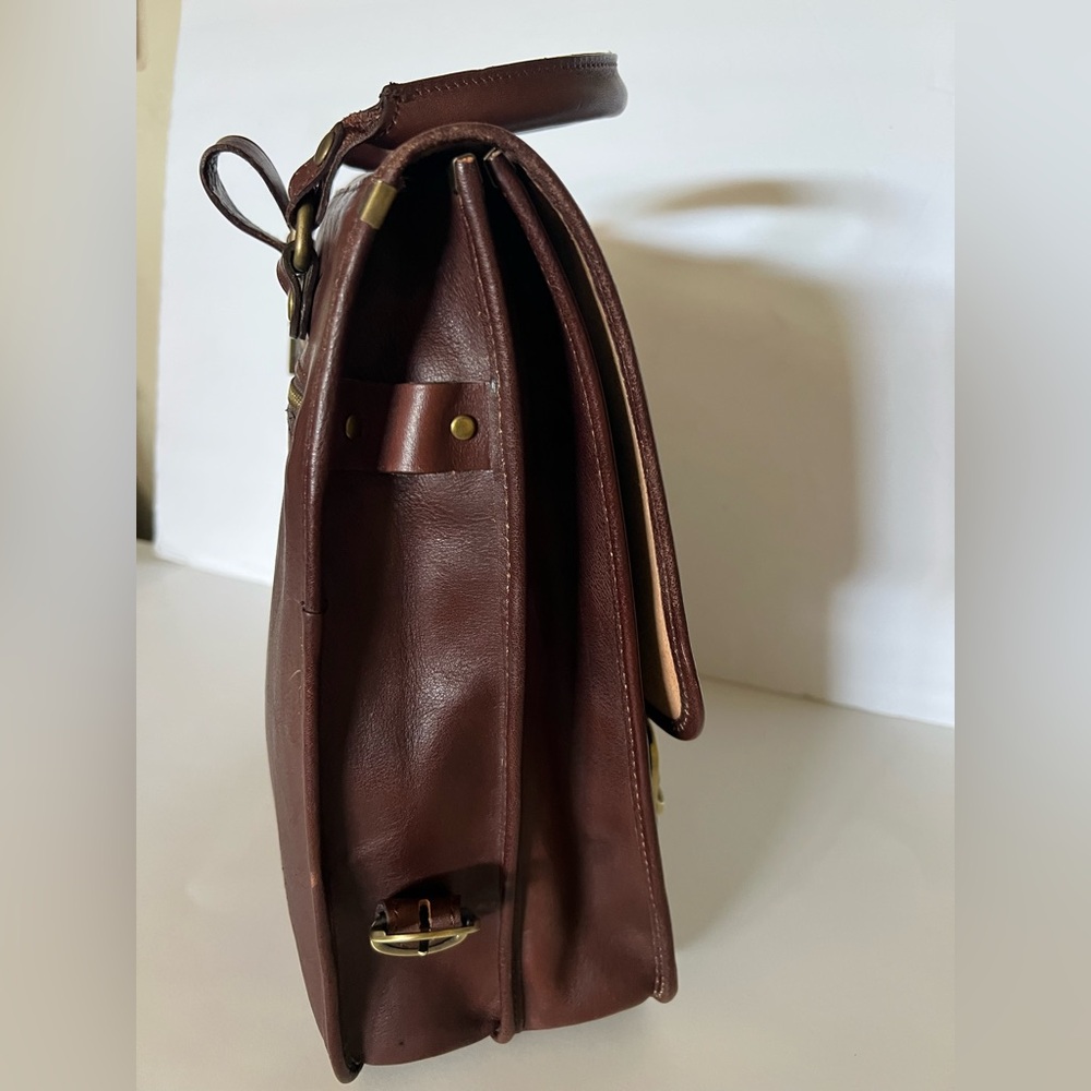 Vintage GRUPPO GIORGIO 1966 Made in Italy Brown Leather Convertible Backpack - Picture 10 of 16